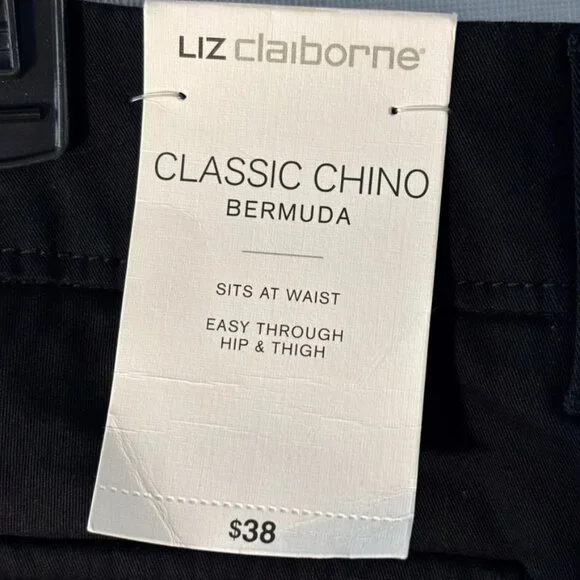 Liz Claiborne Classic Chino Bermuda Shorts Black Easy Fit Waist Hip & Thigh Size - Picture 4 of 8